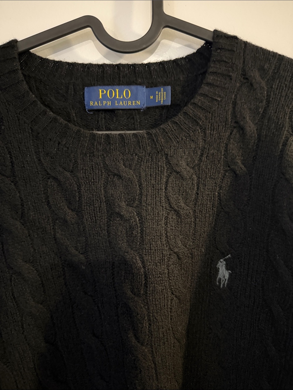 Polo Ralph Lauren Black Cable-Knit Crewneck Wool Cashmere Sweater - #289 - Picture 4 of 8